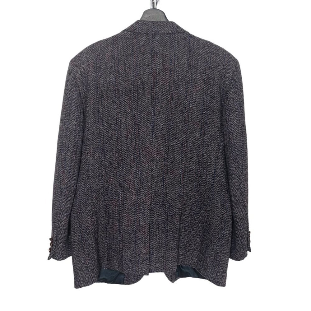 Vintage 80s Dark Grey Wool Tweed Double Button Sport Coat Size 44 - Picture 2 of 8